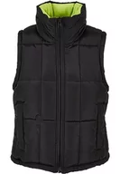 Kamizelki damskie - Urban Classics Kamizelka damska Ladies Reversible Cropped Puffer Vest black/frozenyellow 5XL, czarny/żółty (Kraina Lodu), 5XL - miniaturka - grafika 1