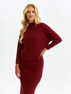 Swetry damskie - Golfy damskie ciemny róż - SGO0245CR sweter golf długi rękaw - TOP SECRET - Odzieżowy sklep internetowy TOP SECRET - miniaturka - grafika 1