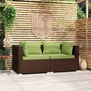 Sofy ogrodowe - Lumarko 2-osobowa sofa ogrodowa z poduszkami, polirattan, brązowa - miniaturka - grafika 1
