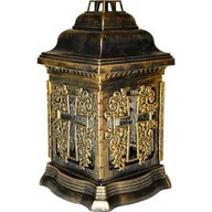 Lampiony i znicze - Znicz szklany w plastikowej obudowie kapliczka złoty 26 cm krzyż ADMIT - miniaturka - grafika 1