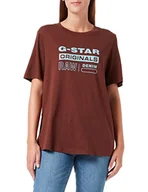 Koszulki i topy damskie - G-STAR RAW Damska koszulka Originals Label Regular, Brązowy (Chocolate Lab D19953-4107-d312), M - miniaturka - grafika 1