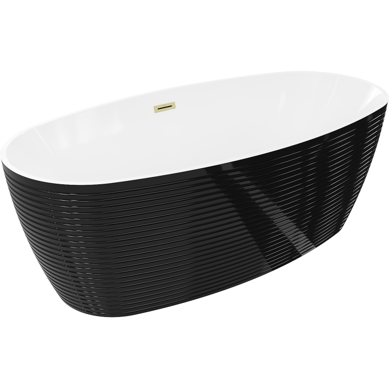 Mexen Lira wanna wolnostojąca wzór 170 x 80 cm, biała/czarna, przelew złoty szczotkowany - 52831708075-55