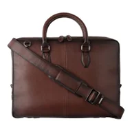 Teczki i aktówki - Zgrabna teczka na laptop 13'' ze skóry licowej Visconti AT-50 - brązowa - miniaturka - grafika 1