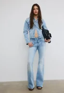 Kurtki damskie - Stradivarius Kurtka jeansowa slim ŚREDNIOJASNY NIEBIESKI DENIM L - miniaturka - grafika 1