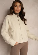 Kurtki damskie - Beżowa Klasyczna Kurtka Przejściowa z Suwakiem Nelinia - miniaturka - grafika 1