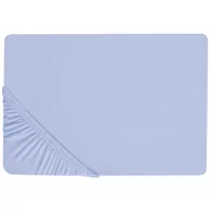Prześcieradła - Bawełniane prześcieradło z gumką 160 x 200 cm niebieskie JANBU Lumarko! - miniaturka - grafika 1