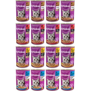 Whiskas Mokra karma dla kota Whiskas różne smaki pakiet 16 x 400 g - Mokra karma dla kotów - miniaturka - grafika 1