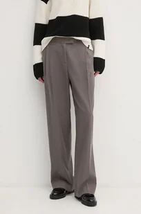 Sisley spodnie damskie kolor szary proste high waist 4TKDLF05T - Spodnie damskie - miniaturka - grafika 1