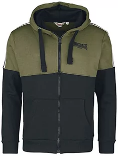 Lonsdale Męska bluza z kapturem z zamkiem błyskawicznym, normalny krój, LUCKLAWHILL, Olive/Black/White, 3XL - Bluzy męskie - miniaturka - grafika 1