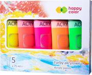 Farby i media malarskie - Zestaw Farb Akrylowych 5 Szt X 75 Ml Mix Fluo Happy Color - miniaturka - grafika 1