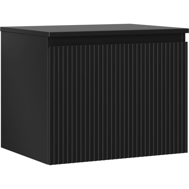 Mexen Rivel szafka łazienkowa podumywalkowa 60 cm z blatem, 1 szuflada, ryflowana , czarna mat - 91A20-06047-1-BFC71