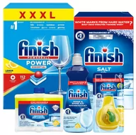 Środki do zmywarek - Finish Zestaw Do Zmywarki - Tabletki Do Zmywarki Power Essential Lemon 112 Sztuk + Sól 1,5 Kg + Czyścik + Nabłyszczasz + Odświeżacz - miniaturka - grafika 1
