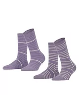 Skarpetki damskie - ESPRIT Damskie skarpety Fine Stripe 2-pak bawełna biologiczna wzmocnione skarpety damskie ze wzorem, oddychające, kolorowe paski w 2 pary skarpetek, niebieskie (Mauve 6904), 39-42 (2 sztuki) - miniaturka - grafika 1