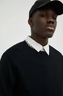 Swetry męskie - Wrangler sweter bawełniany kolor czarny lekki - grafika 1