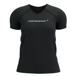 Bielizna sportowa męska - COMPRESSPORT Koszulka biegowa damska TRAINING SS LOGO T-SHIRT black - grafika 1
