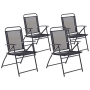 Fotele i krzesła ogrodowe - Beliani Zestaw do ogrodu 4 krzesła czarne aluminiowe składane LIVO - miniaturka - grafika 1