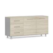 Szafki biurowe - Szafka dostawna do biurka PRIMO, lewa, szary / dąb naturalny - miniaturka - grafika 1