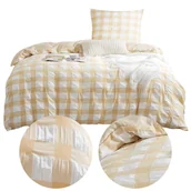 Pościel - Pościel 140 x 200 2cz Kora Creasy Check Brzoskw - miniaturka - grafika 1