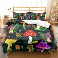 Ochraniacze do łóżeczka - Zestaw Kolorowa Pościel z Grzybami Mikrofibra 135x200CM 80X80CM - miniaturka - grafika 1