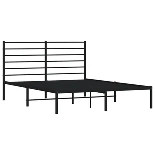 Metalowa rama łóżka z wezgłowiem, czarna, 150x200 cm Lumarko! - Łóżka - miniaturka - grafika 6
