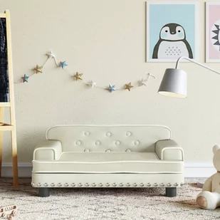 vidaXL Sofa dla dzieci, kremowa, 70x45x30 cm, aksamit - Meble do sypialni - miniaturka - grafika 1