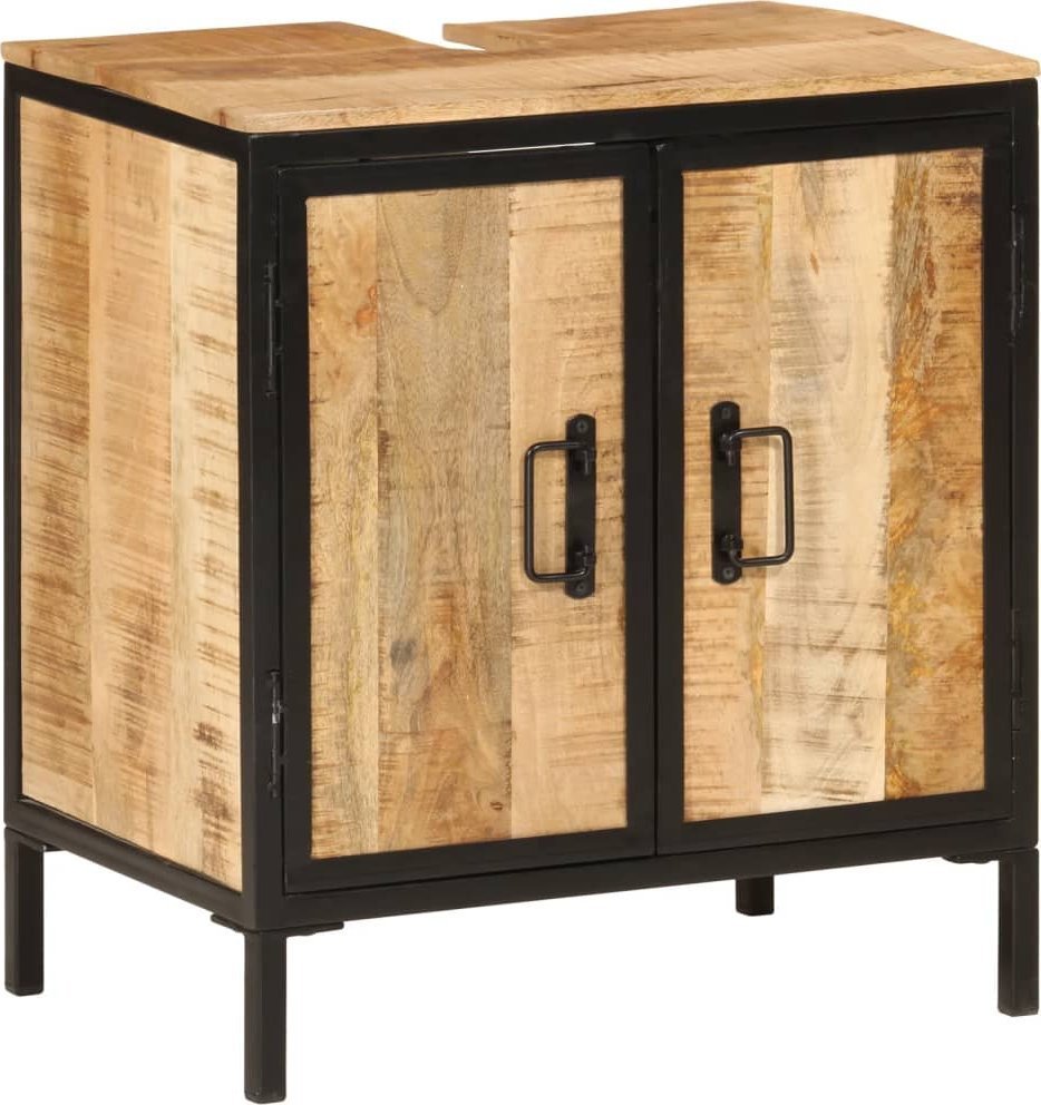 vidaXL Szafka pod umywalkę, 55x35x60 cm, lite drewno mango i żelazo