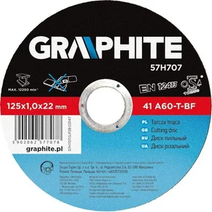 Graphite Tarcza tnąca do metalu 125x1x22mm 57H707 - Materiały ścierne - miniaturka - grafika 1