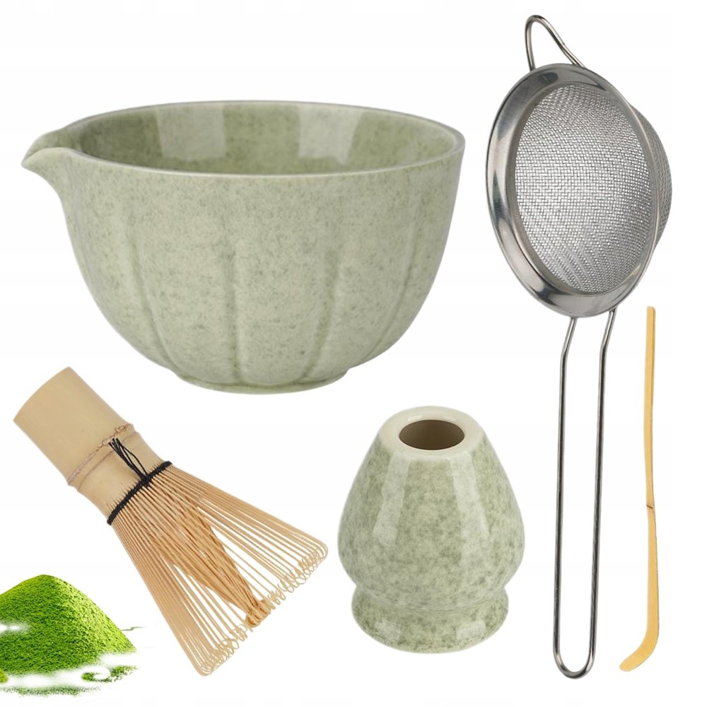 Herbata Matcha 5W1 Zestaw Miotełka Pędzel Łyżką Sitem Miską Uchwytem