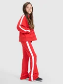 Spodnie i spodenki dla dziewczynek - 4F Spodnie dresowe z rozszerzanymi nogawkami dziewczęce - czerwone 134 (8-9 lat) - miniaturka - grafika 1