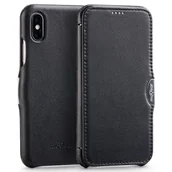 Etui i futerały do telefonów - moVear FlipSide C - Skórzane etui do Apple iPhone Xs MAX 6.5" Klasyczny pokrowiec z klapką, Skóra naturalna nappa Czarny - miniaturka - grafika 1