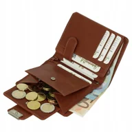 Portfele - LEDER Damski Portfel Skórzany XXL Czerwono-Brązowy - miniaturka - grafika 1