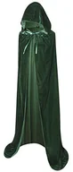 Płaszcze męskie - BIGXIAN Długi płaszcz z kapturem aksamitna peleryna kostium czarownicy kostiumy na Halloween dla kobiet mężczyzn, ciemnozielony, L - miniaturka - grafika 1