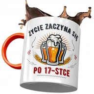 Kubki - Kubek Pomarańczowy na Urodziny 17 17ste 17-ste z Nadrukiem ze Zdjęciem+ Opakowanie na prezent (wzór 01) - miniaturka - grafika 1