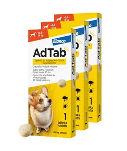 ELANCO 3xAdTab 225mg tabletki na pchły i kleszcze dla psów >5,5 - 11 kg - Artykuły przeciw pasożytom - miniaturka - grafika 1