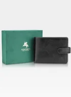 Portfele - Visconti Portfel Męski Skórzany Henry AT-72 RFID Czarny + Granatowy - miniaturka - grafika 1