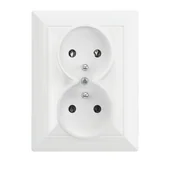 Gniazdka elektryczne - Gniazdo wtyczkowe podwójne Perła p/t 2x2p PT-5PR biały kpl. - miniaturka - grafika 1
