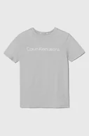 Koszulki dla chłopców - Calvin Klein Jeans t-shirt bawełniany dziecięcy kolor szary z nadrukiem - miniaturka - grafika 1