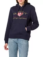 Bluzy damskie - GANT Damska bluza z kapturem, niebieski (Evening Blue), S - miniaturka - grafika 1