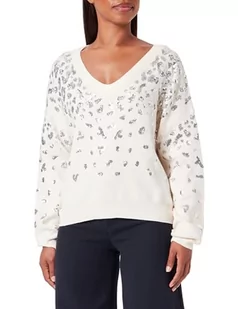 IDONY Damski sweter z dzianiny 11019451-ID02, wełniany biały srebrny, XL/XXL, Wełna biała, srebrna, XL-XXL - Swetry damskie - miniaturka - grafika 1