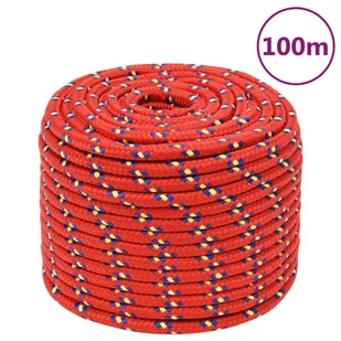 vidaXL Linka żeglarska, czerwona, 14 mm, 100 m, polipropylen - Żeglarstwo - miniaturka - grafika 1