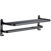 Wieszaki łazienkowe - Wieszak na ręczniki łazienkowe, wieszak ścienny na ręczniki, wieszak wolnostojący, czarny, 50 cm - miniaturka - grafika 1