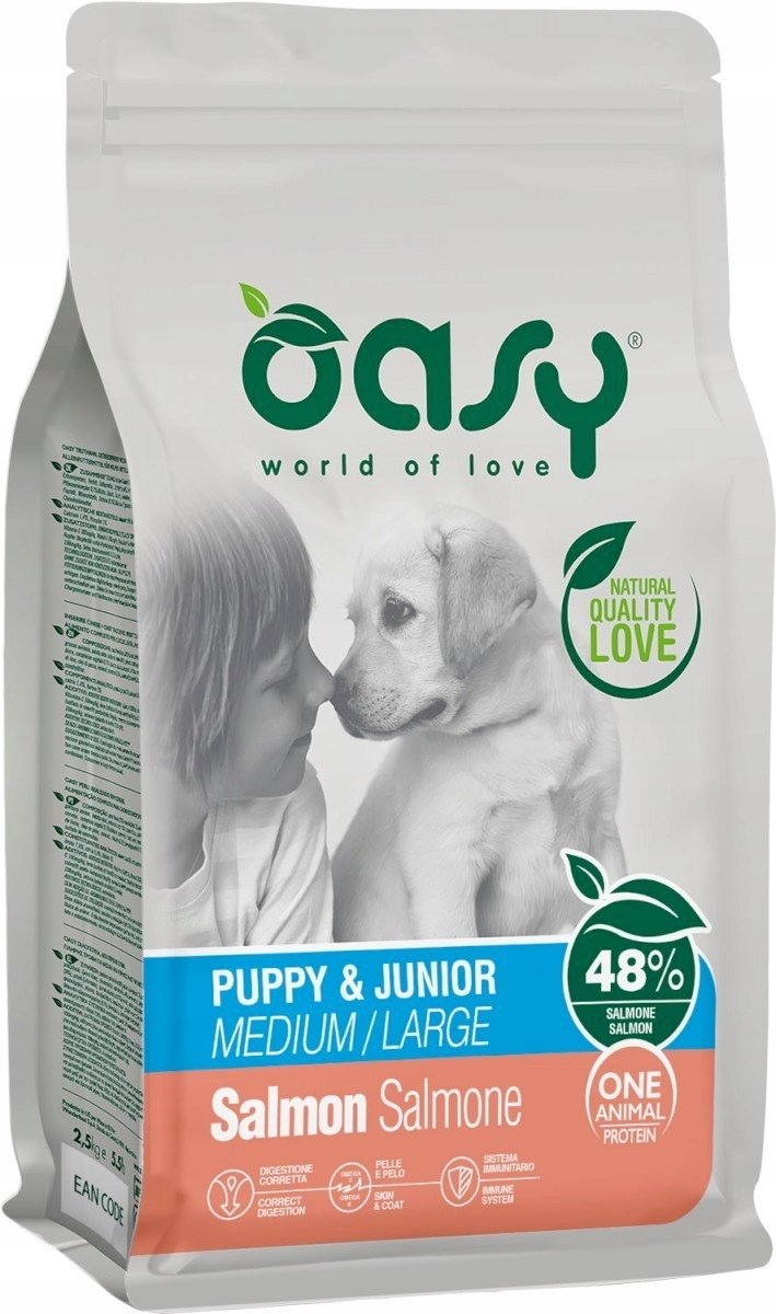 OASY Karma dla psa 12kg Puppy&Junior z łososiem