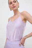 Bluzki damskie - Armani Exchange bluzka damska kolor fioletowy gładka - miniaturka - grafika 1