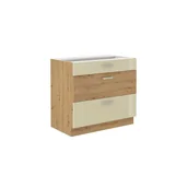 Szafki kuchenne - Szafka Dolna Stojąca 3 Szuflady 80D 3S Artisan Krem Połysk Stolarz Lempert Dąb Artisan, Krem - miniaturka - grafika 1