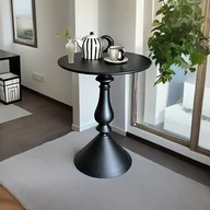 Inne - TEMU Minimalistyczny metalowy stolik boczny - przenośny, biały wykończenie do salonu, sypialni, balkonu - idealny do domów na wynajem i dekoracji - miniaturka - grafika 1
