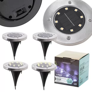 Lampy ogrodowe solarne najazdowe gruntowe 8LED 4szt. zimny biały - Lampy ogrodowe - miniaturka - grafika 1