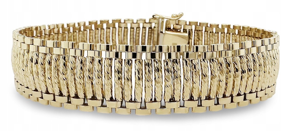 PIĘKNA BOGATA DIAMENTOWANA BRANSOLETKA KLEOPATRA 14KT 585