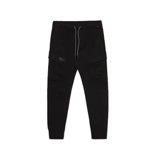 Cropp - Czarne jeansy jogger z kieszeniami cargo - Czarny - Spodnie męskie - miniaturka - grafika 1