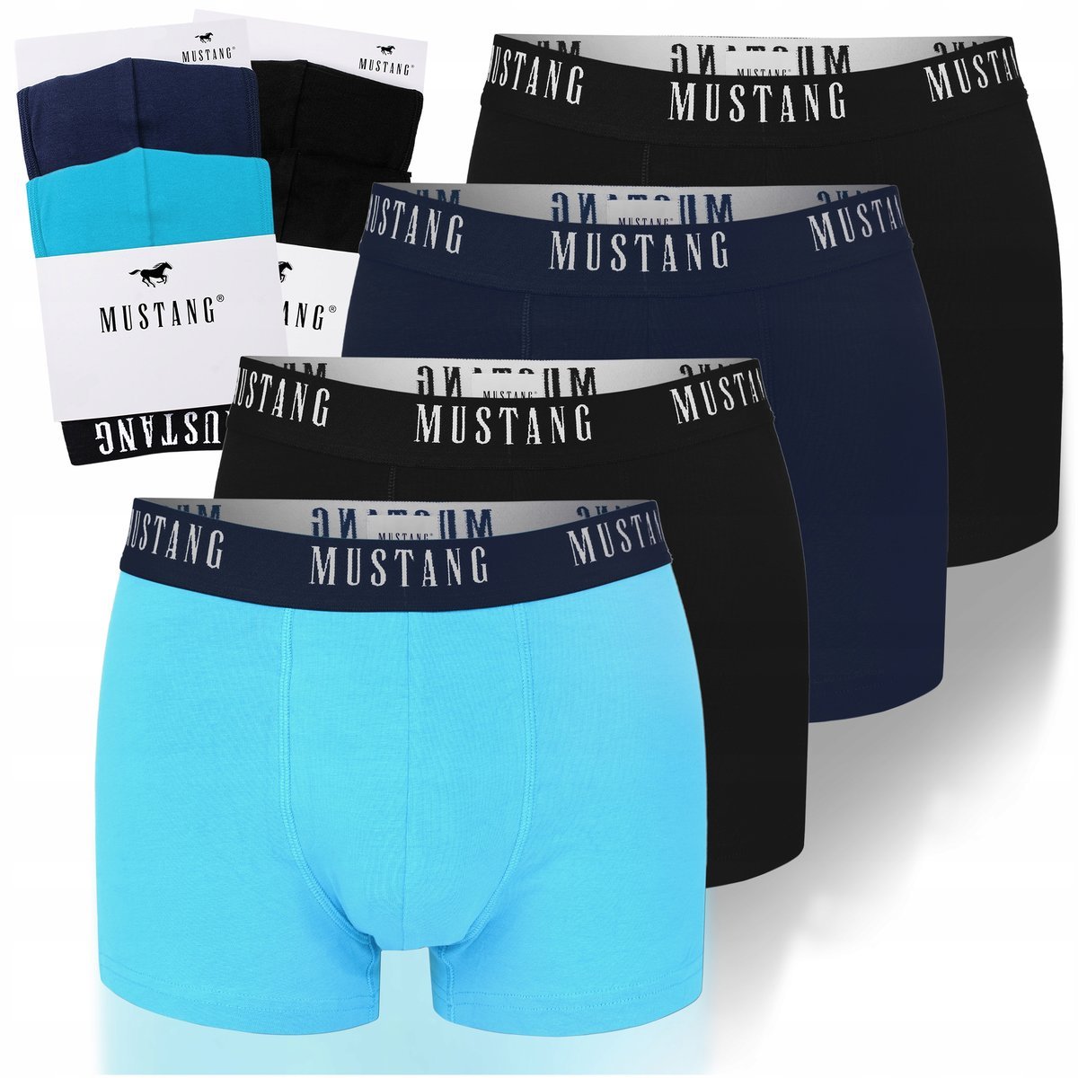 Mustang Bokserki Męskie 4 sztuki Zestaw Bawełna Logo Kolor Rozmiar XXL