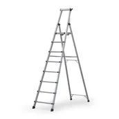 Pozostałe wyposażenie warsztatu - Schody aluminiowe jednostronne z półką, 1x8 stopni, wysokość 1,93 m - miniaturka - grafika 1